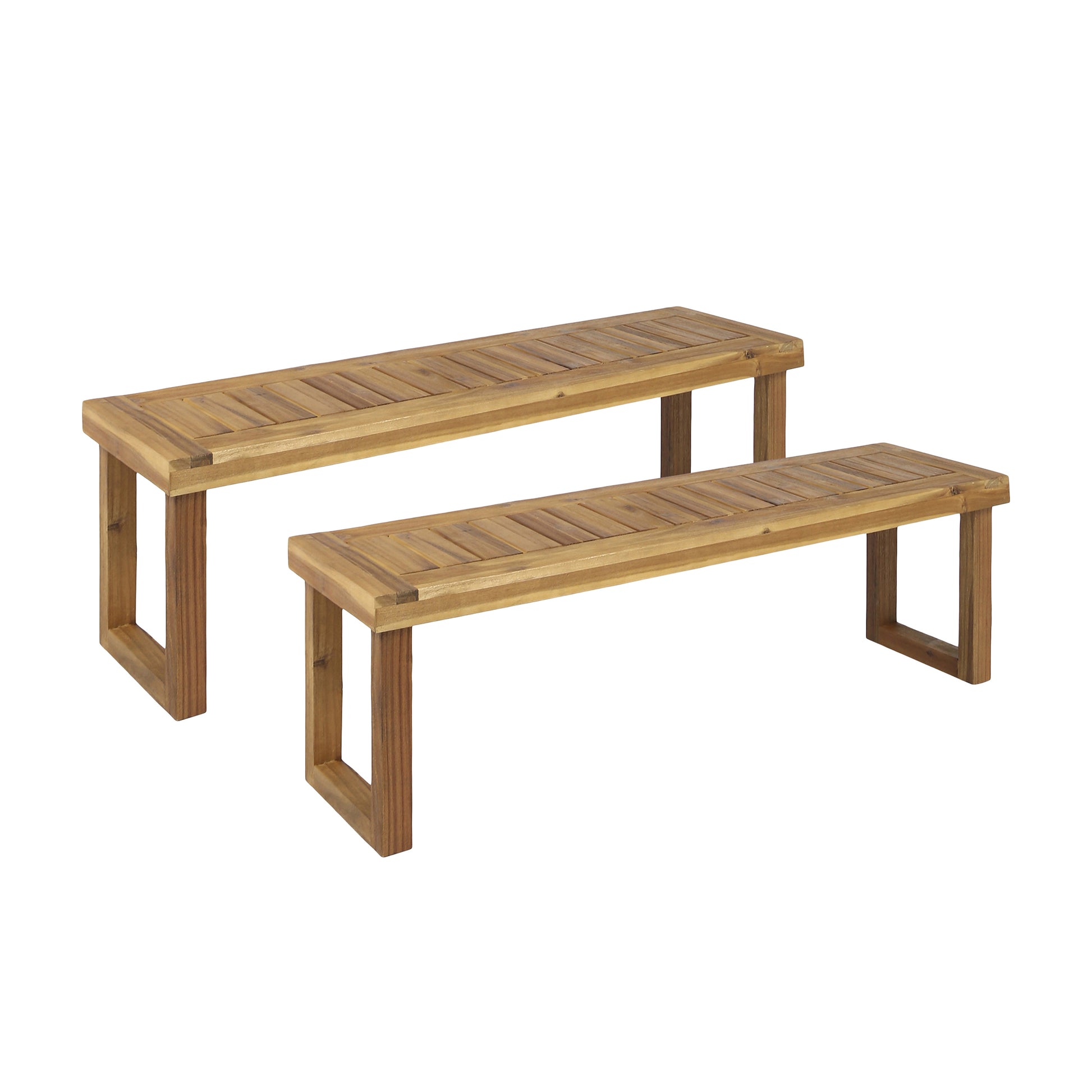 Nestor Bench Set Of 2, Natural Natural Acacia Wood