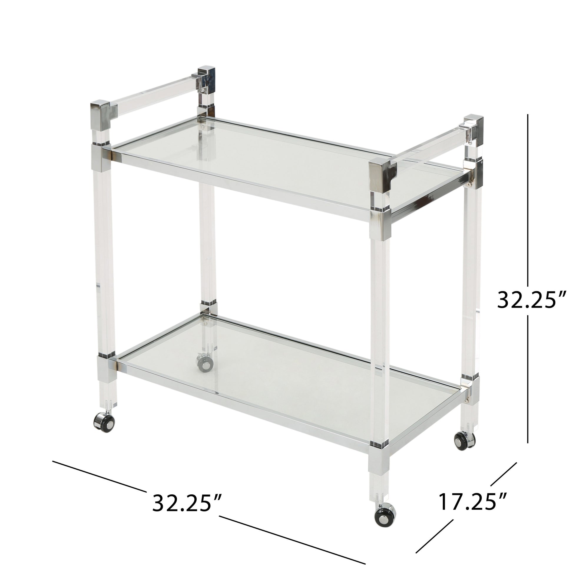 Bar Cart Clear Tempered Glass