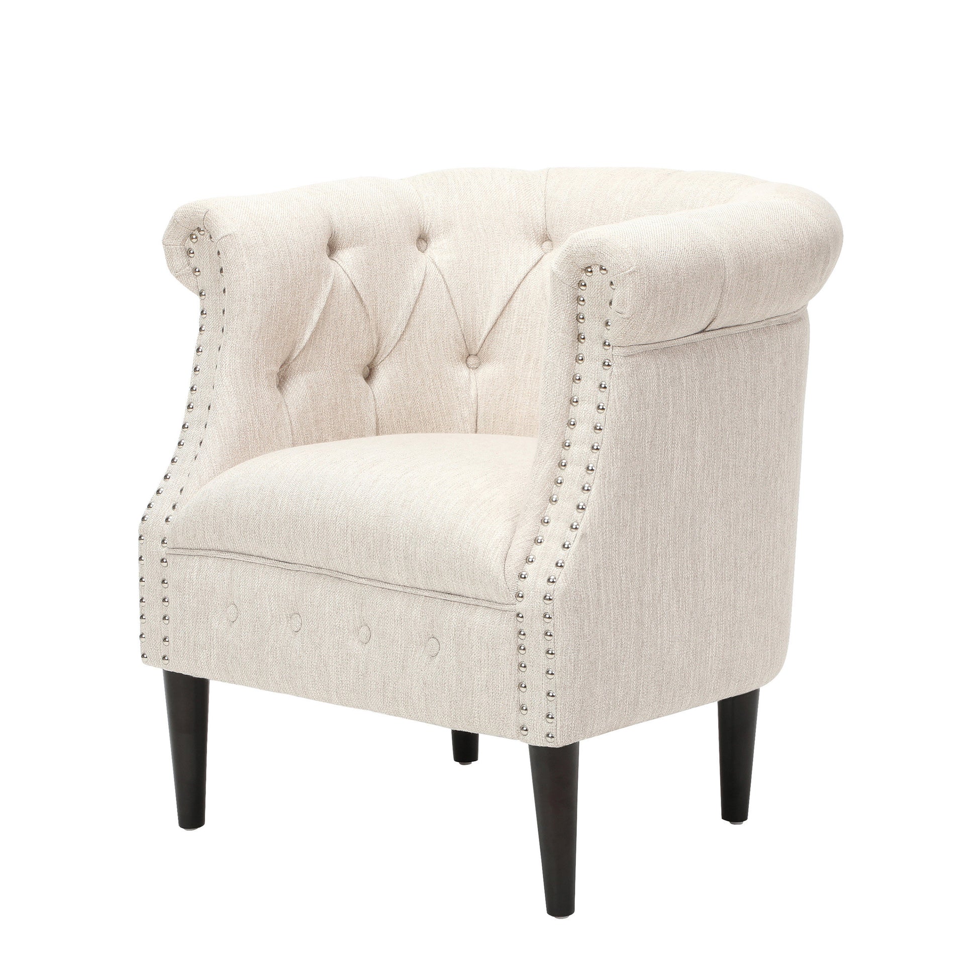 Chair Ottoman Beige Fabric