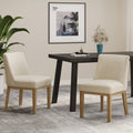 Dining Chair Mp2 Set Of 2 Beige Solid Wood Mdf