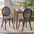 Dining Chair Mp2 Set Of 2 Matte Black Rattan