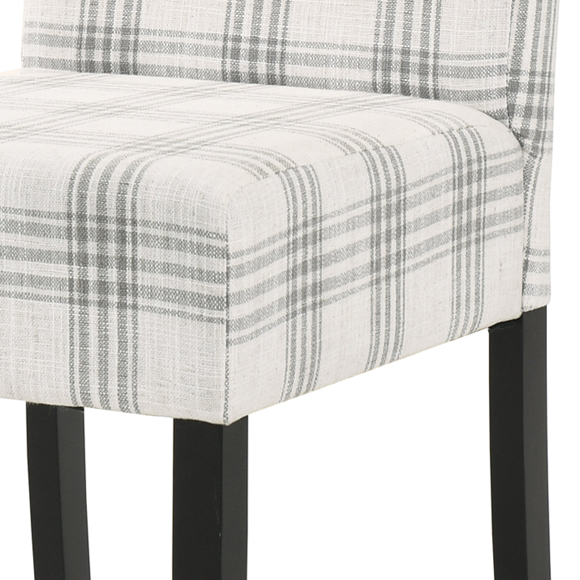 Dining Chair Grey Plaid Fabric