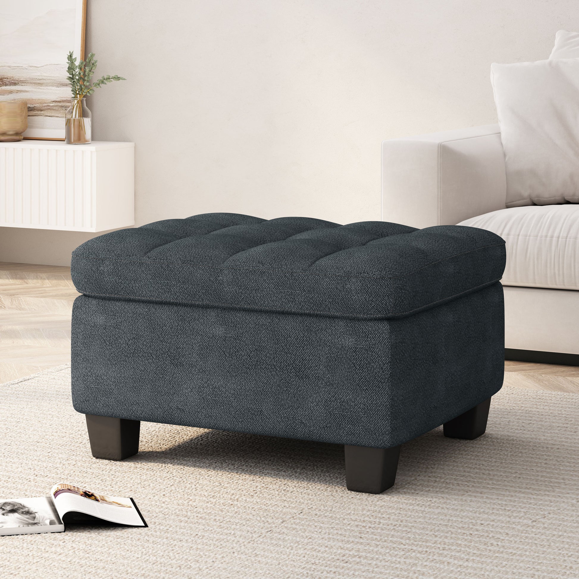 Sectional Ottoman Charcoal Fabric