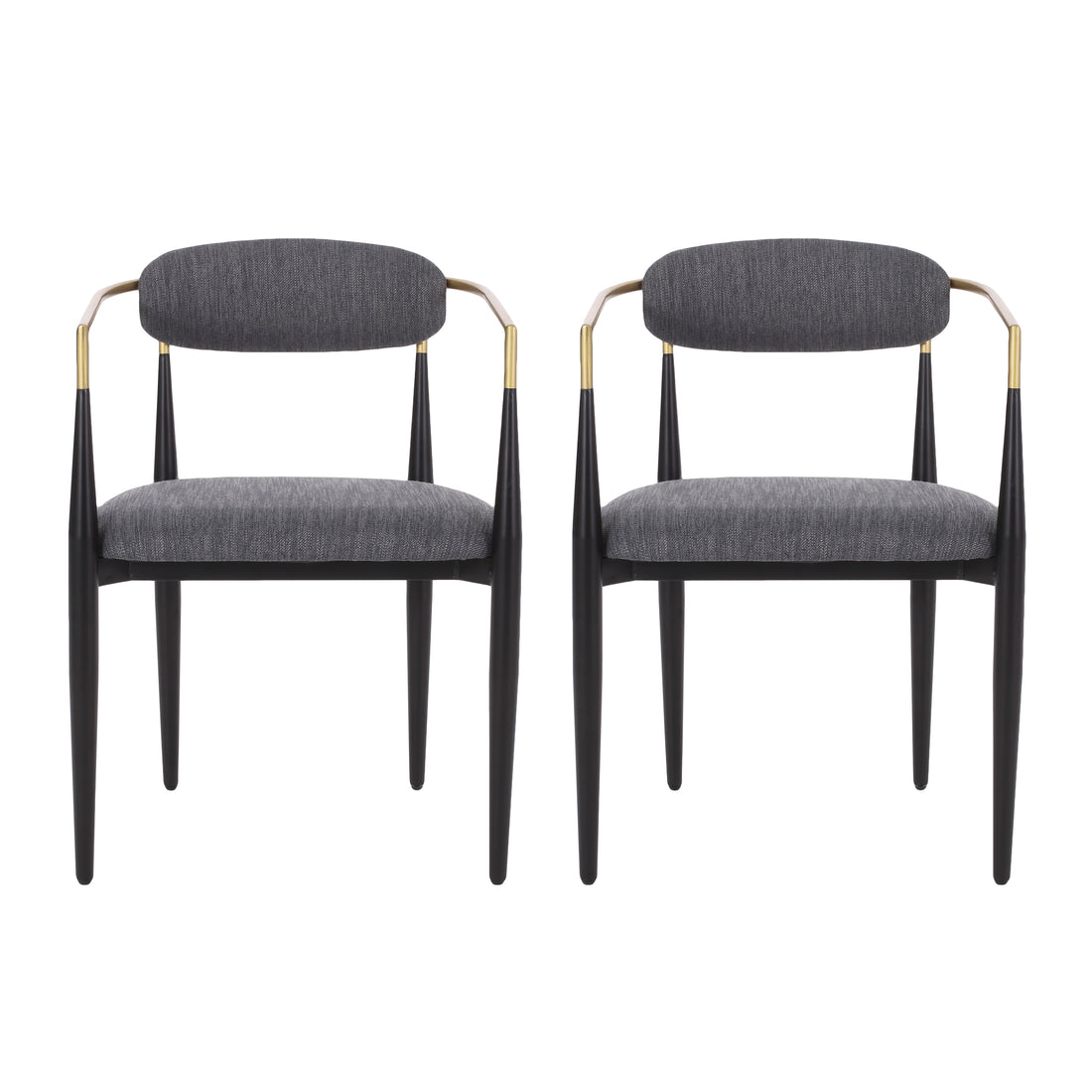 Dining Chair Set Of 2 Charcoal Fabric