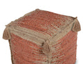 Jafar Square Handwoven Jute Pouf Red Red Fabric