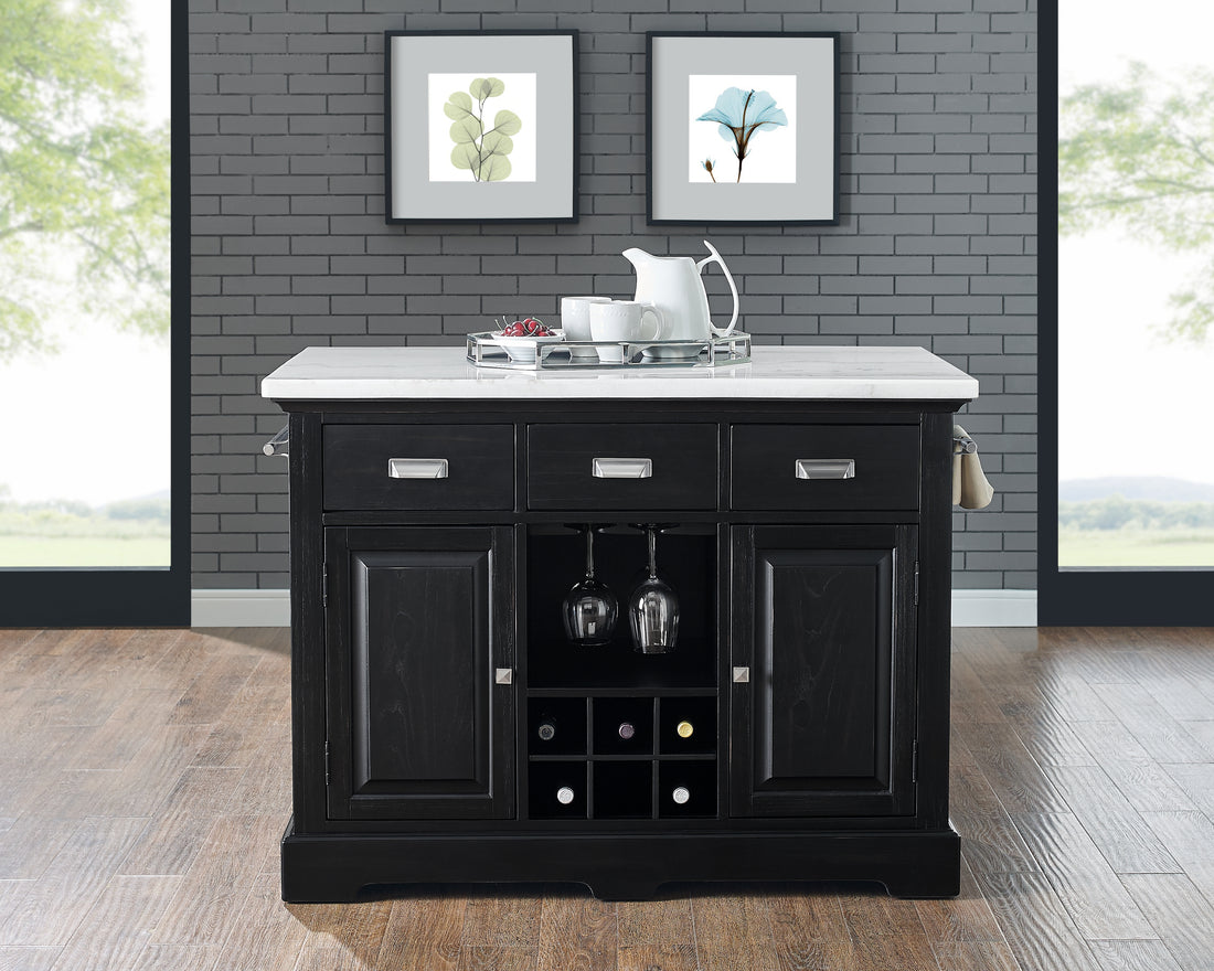 Aspen Kitchen Island Black Black Marble