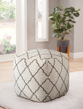 Lattice Square Pouf Beige Beige Fabric