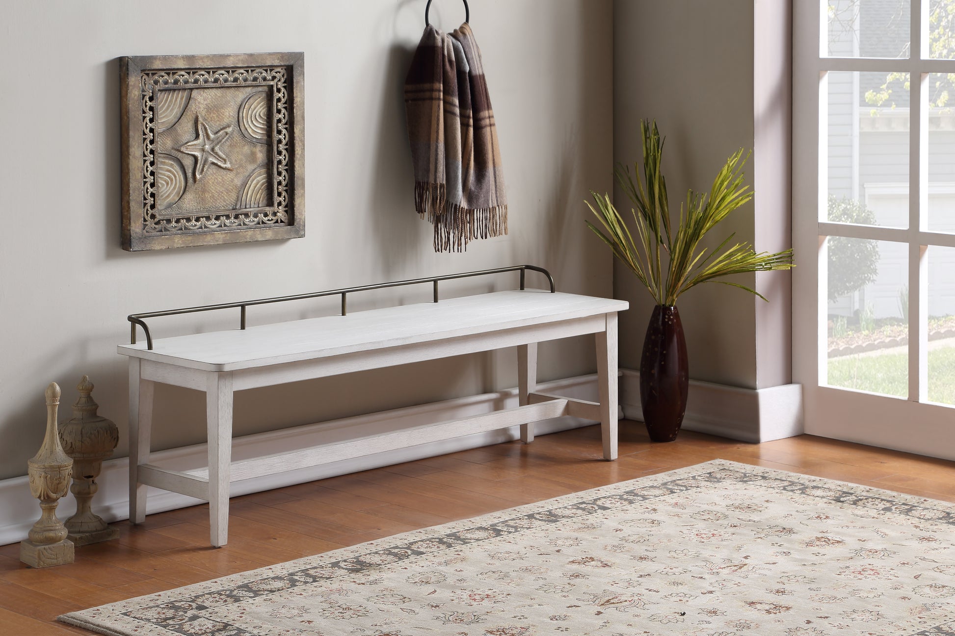 Pendleton Dining Bench White White Wood