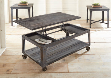 Sherlock Cocktail & 2 End Table Brown Brown Wood