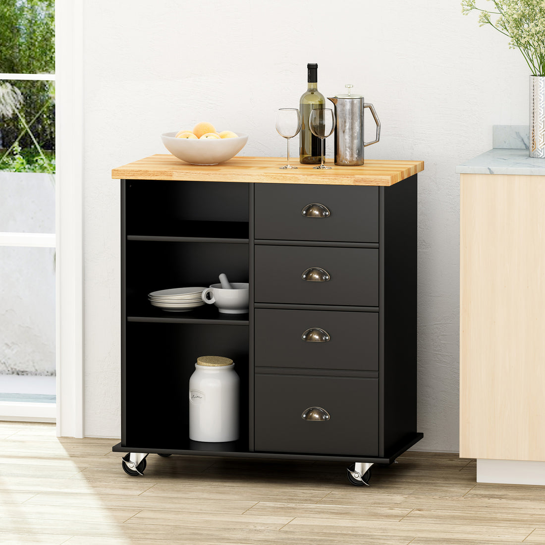 Provence Kitchen Cart With 2 Drawers 1 Door -