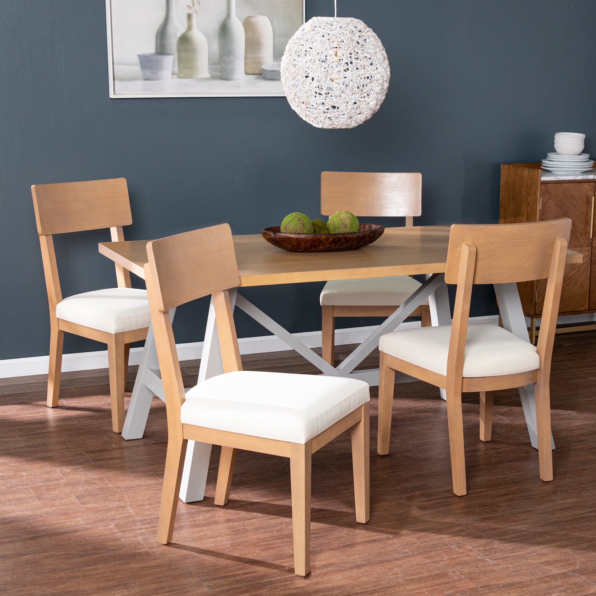 Hambleden Dining Chairs W Cushions 2Pc Set Natural Mdf