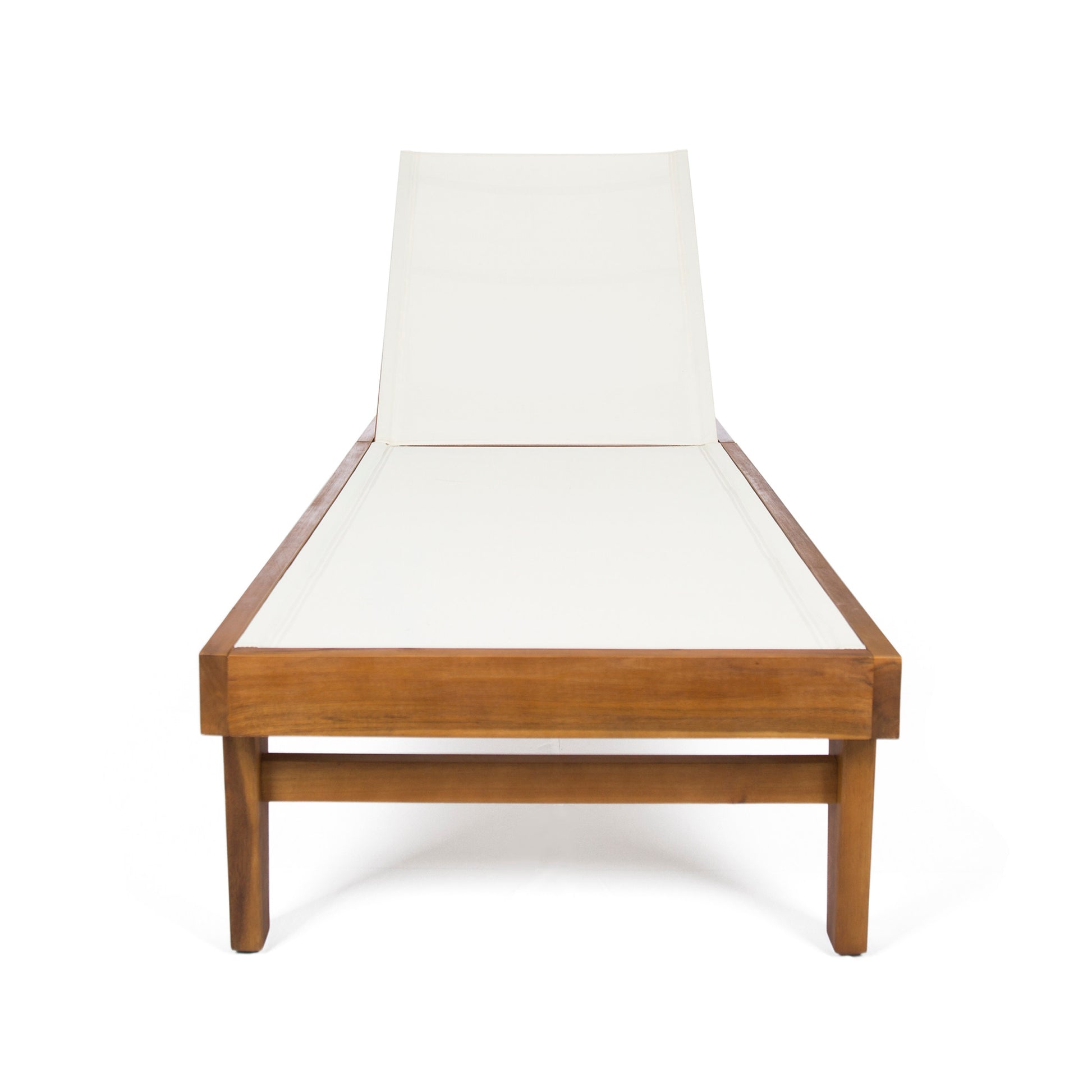 Summerland Chaise Lounge White Mesh Teak Aluminum