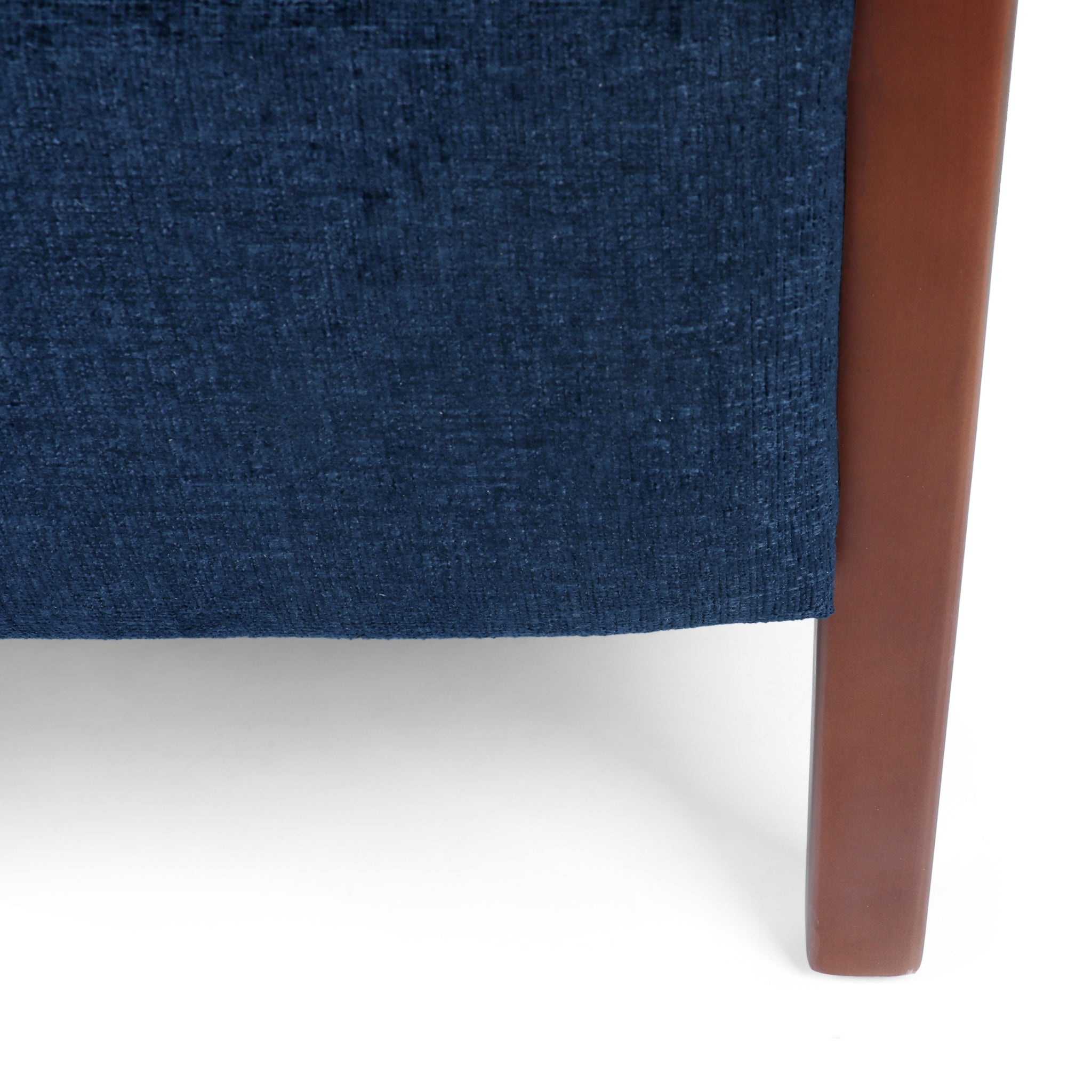 Mid Century Modern Fabric Channel Stitch Wood Pushback navy blue-fabric