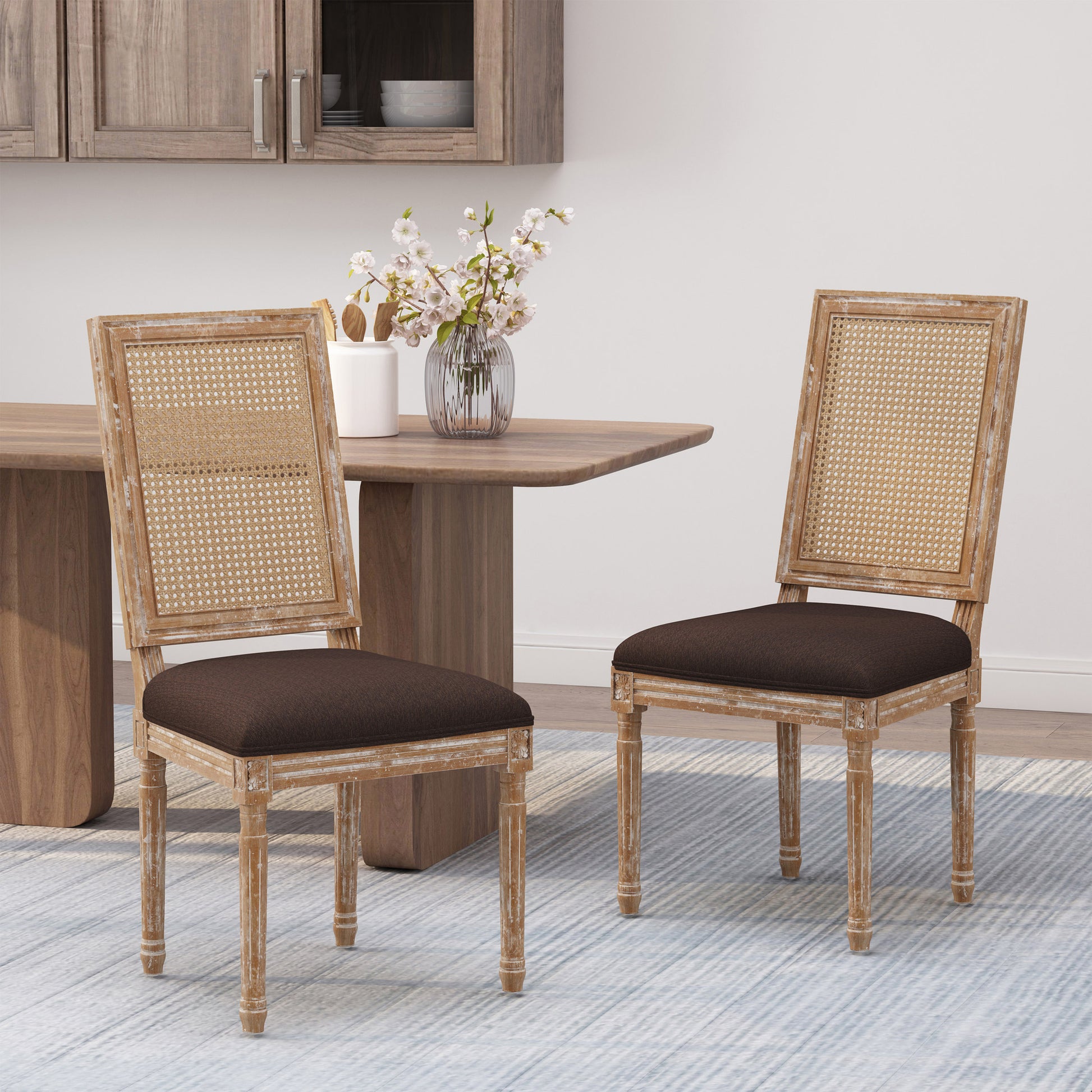 Dining Chair Brown Fabric