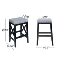 Saddle Barstool Light Grey Wood Fabric