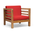 Oana Club Chair Red Wood Fabric