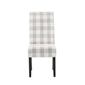 Dining Chair Grey Plaid Fabric