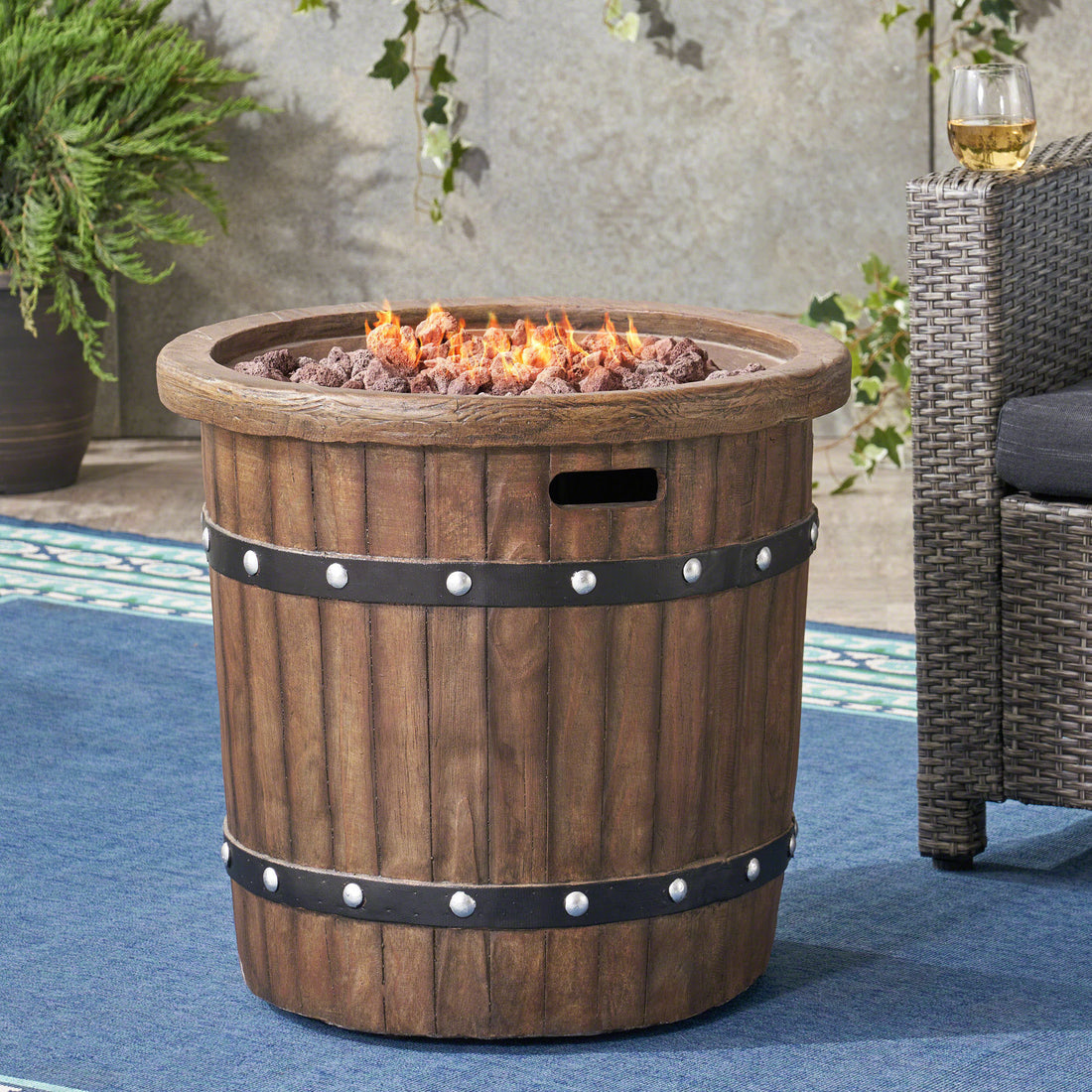 Round 25" Mgo Fire Pit 40 000 Btu Dark Brown Magnesium Oxide