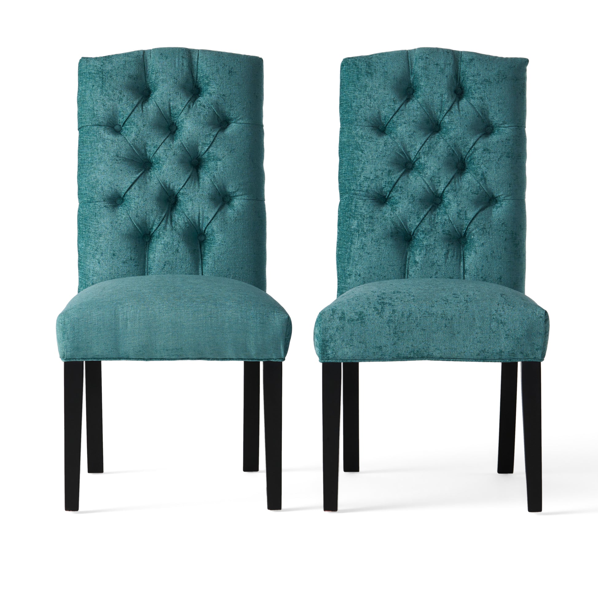 Harriet Kd Tufted Dining Chairs Mp2 Set Of 2 Green Fabric