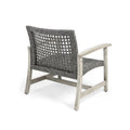 Hampton Wood Wicker Club Chair Grey Black Wood