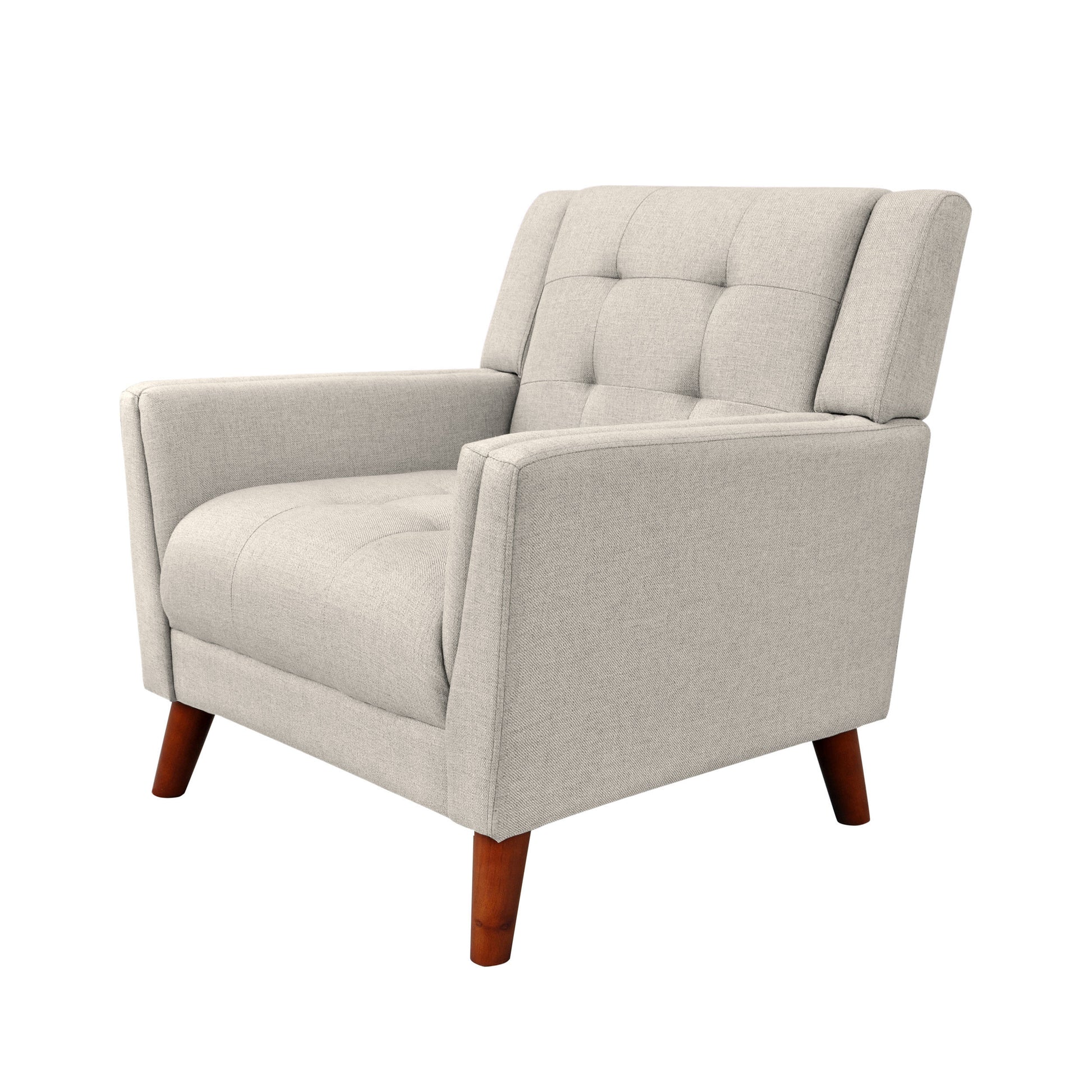 Mid Century Modern Armchair Beige Fabric