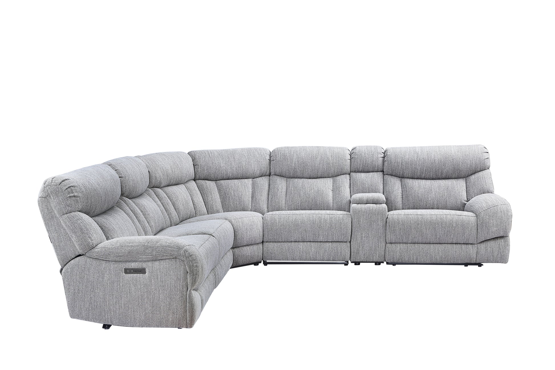 Park City 5 Piece Sectional Pearl Silver Silver White Fabric 6 Seat