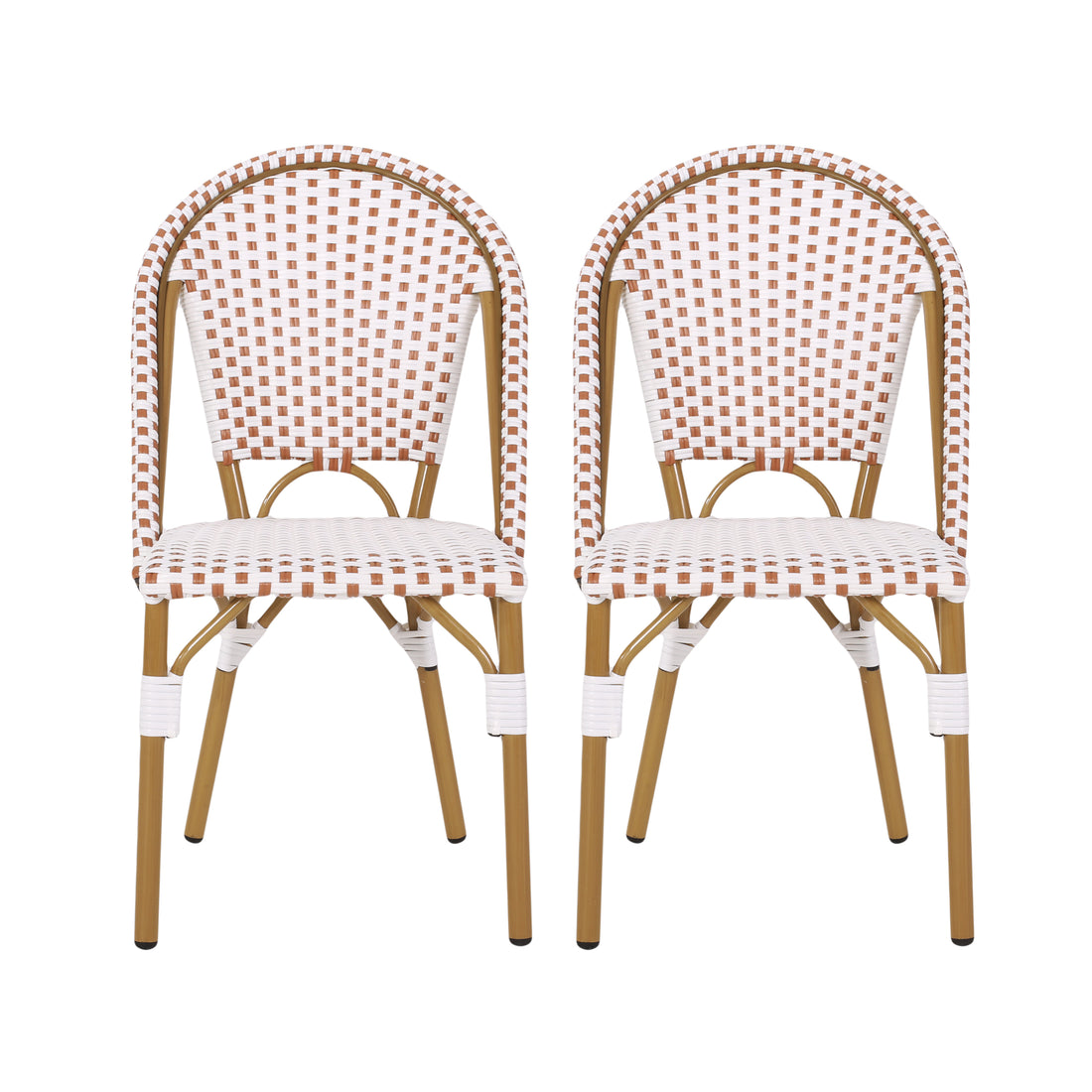 French Bistro Chair Brown White Rattan