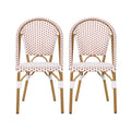 French Bistro Chair Brown White Rattan