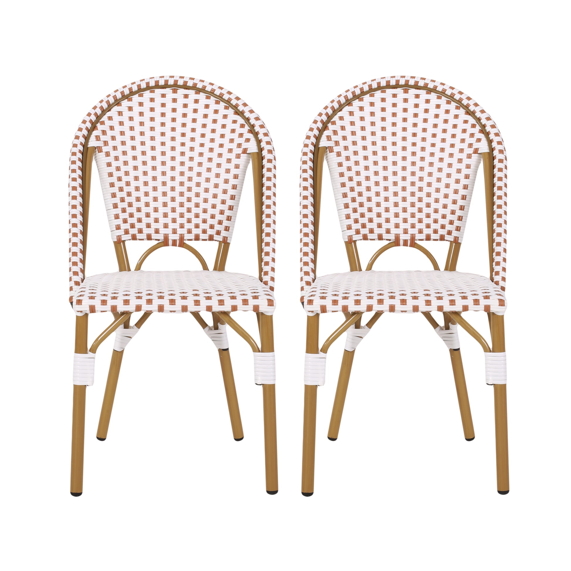 French Bistro Chair Brown White Rattan