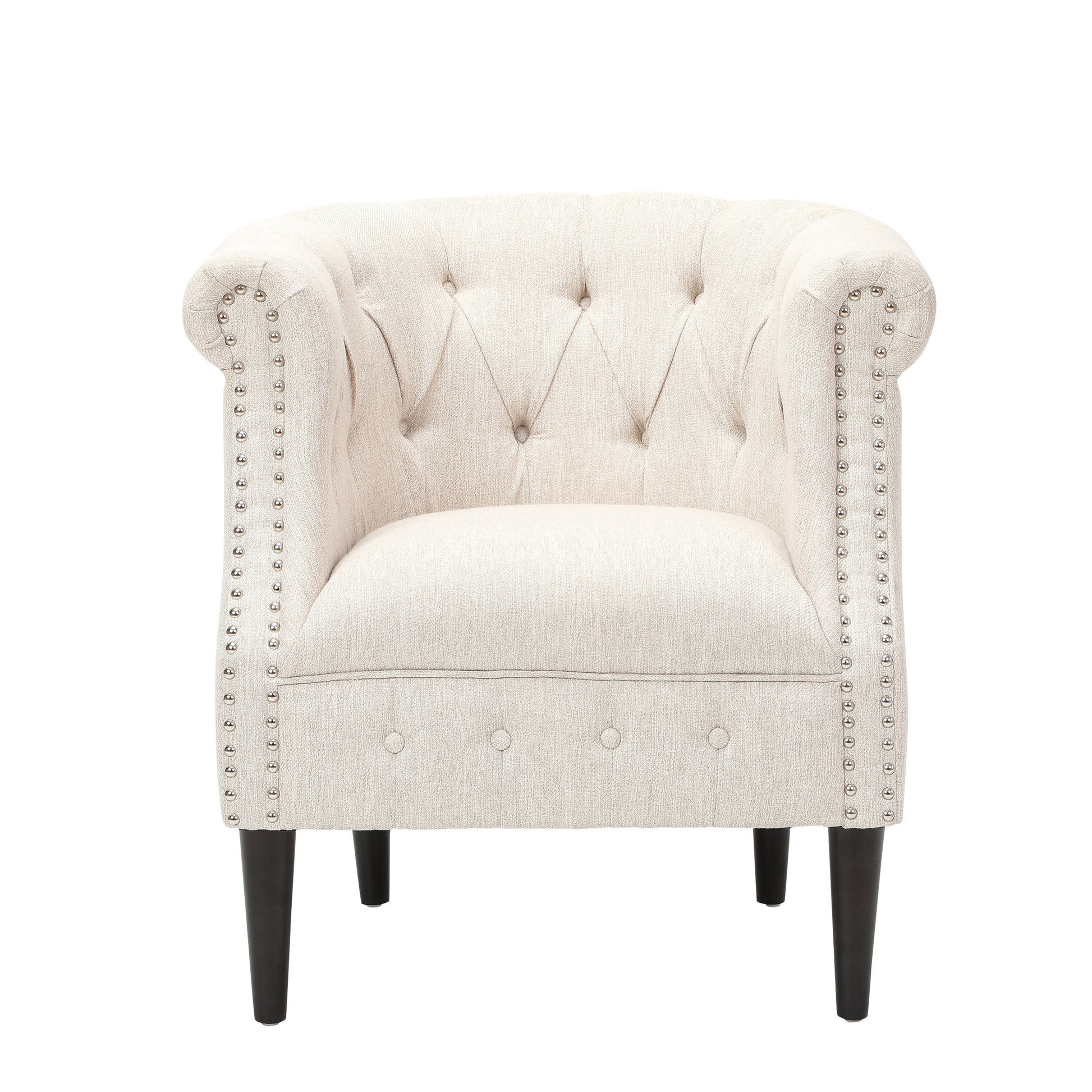 Chair Ottoman Beige Fabric