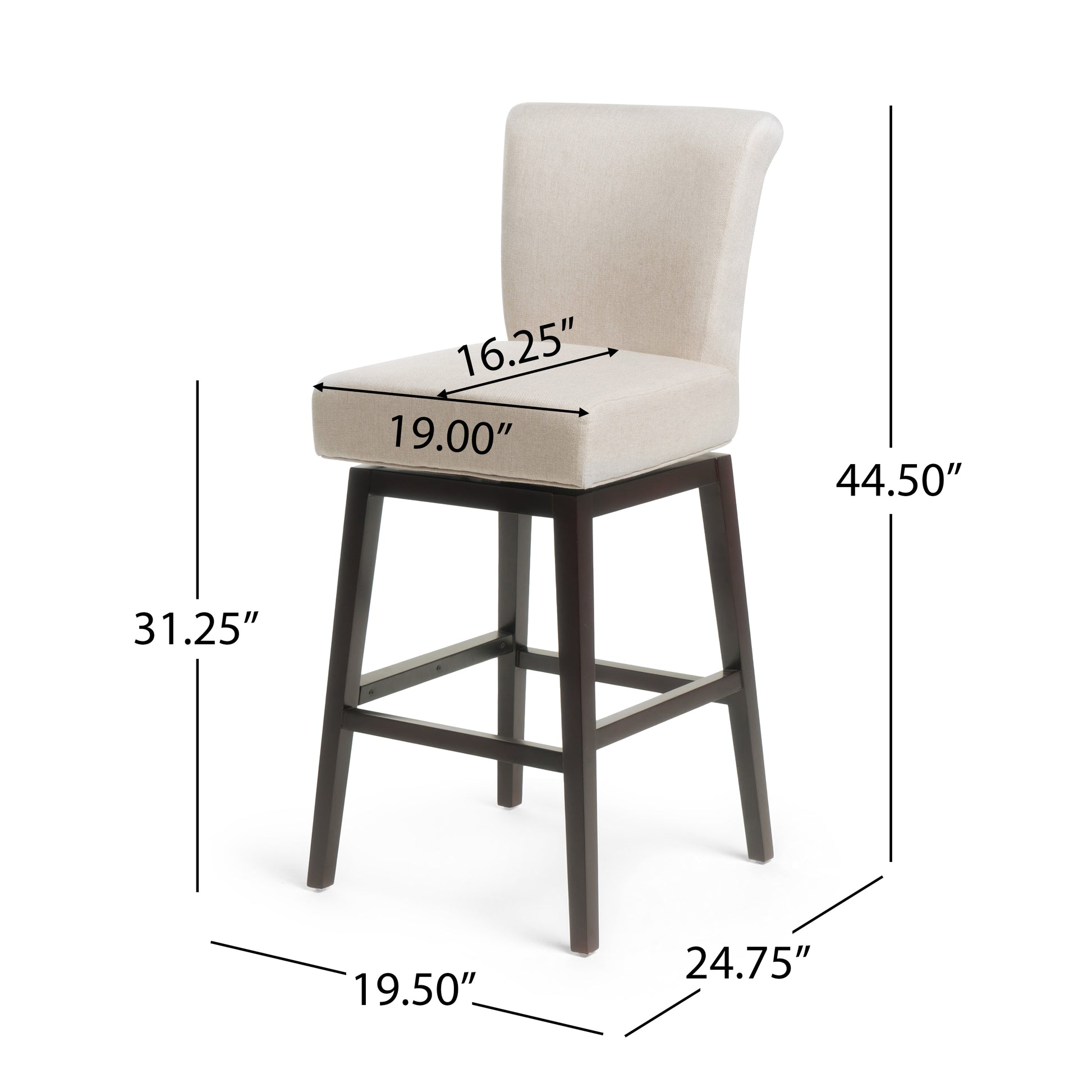 Swivel Bar Stool Linen Fabric