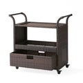 Corona Bar Cart - Brown Pe Rattan Iron