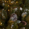 7' Mixed Frosted Hinged Tree With 52 Frosted Pine Cones And 26 Red Berry And 450 Clear Lights Ul,Dia:53