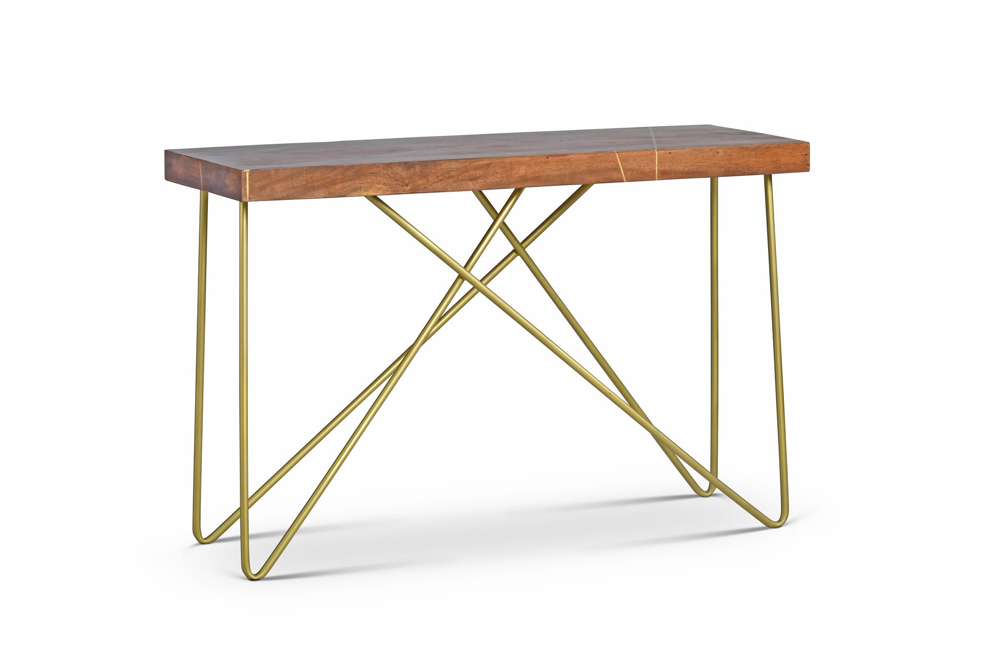 Walter Brass Inlay Sofa Table Brown Brown Iron