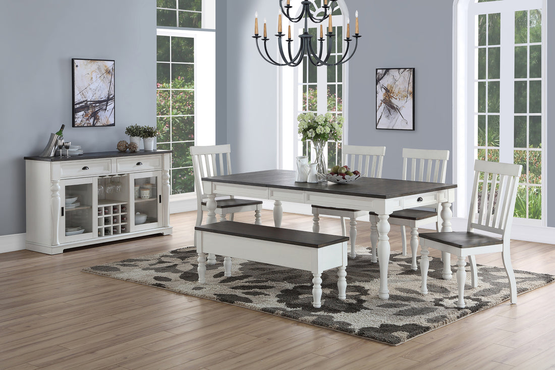 Joanna 6 Piece Dining Set Two Tone White Wood