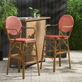 Barstool Red Plaid Wicker