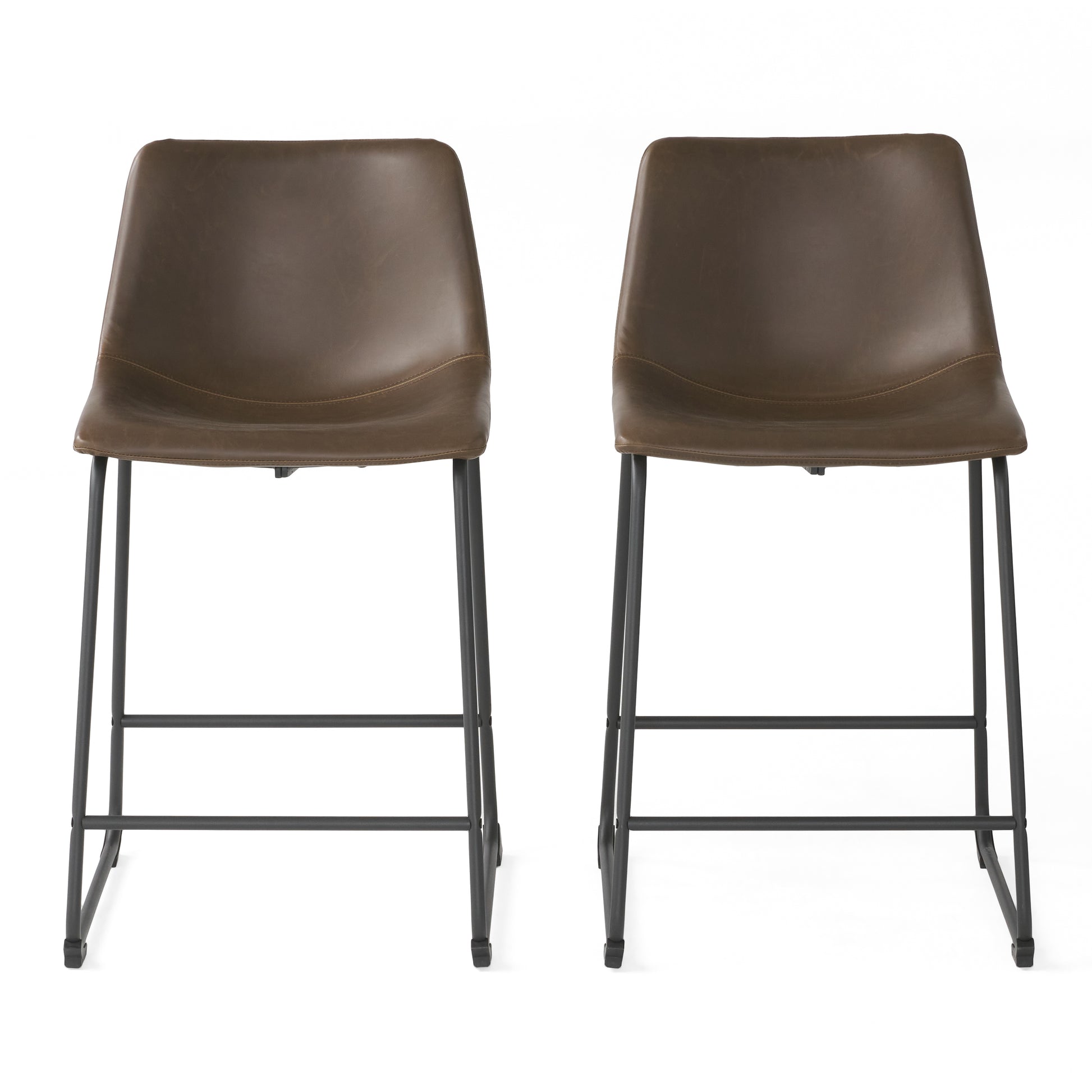 Vintage Style Brown 24 Inch Counter Stool Set Of 2 Brown Pu