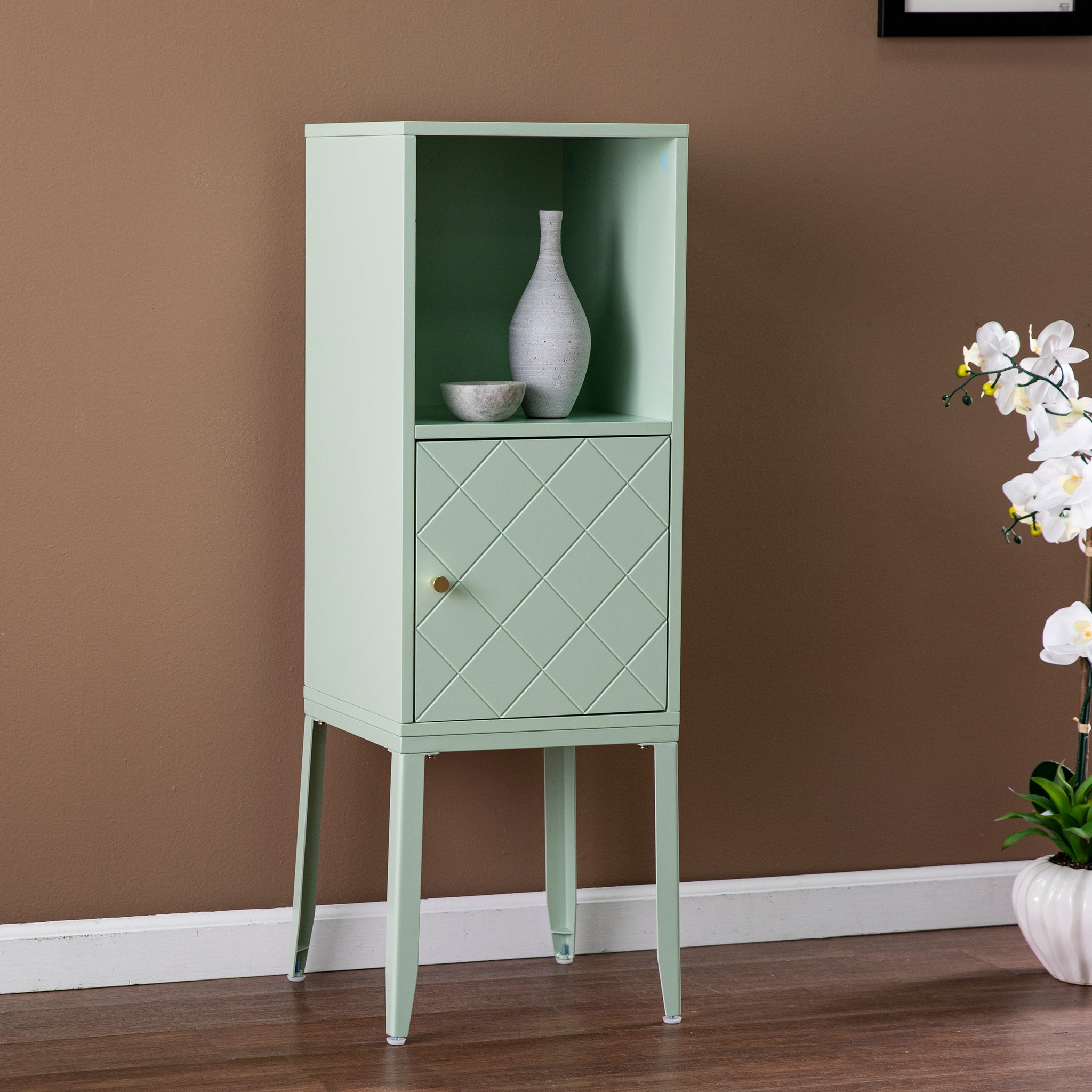 Herzo Tall Storage Cabinet Mint Mint Mdf