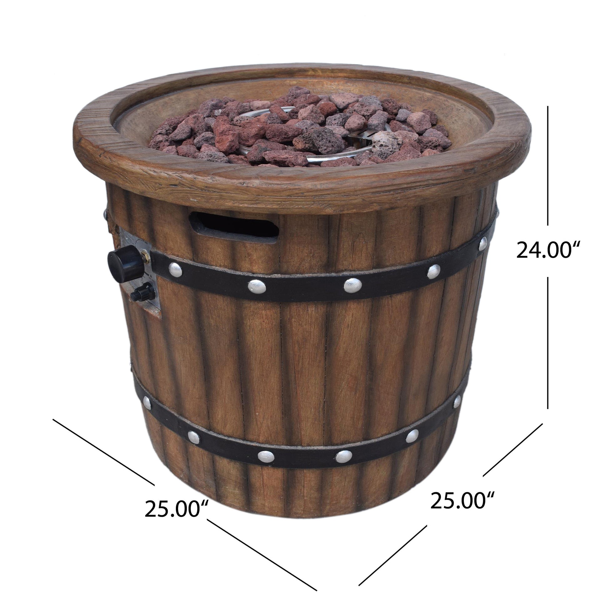 Round 25" Mgo Fire Pit 40 000 Btu Dark Brown Magnesium Oxide