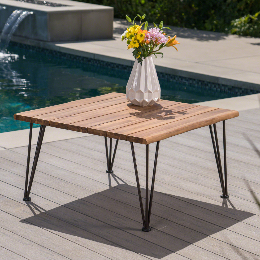 Zion Industrial Wood And Metal Coffee Table Teak Metal & Wood