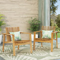 Outdoor Acacia Wood Slatted Club Chairs, Set Of 2, Teak Finish, Acacia Wood, 30