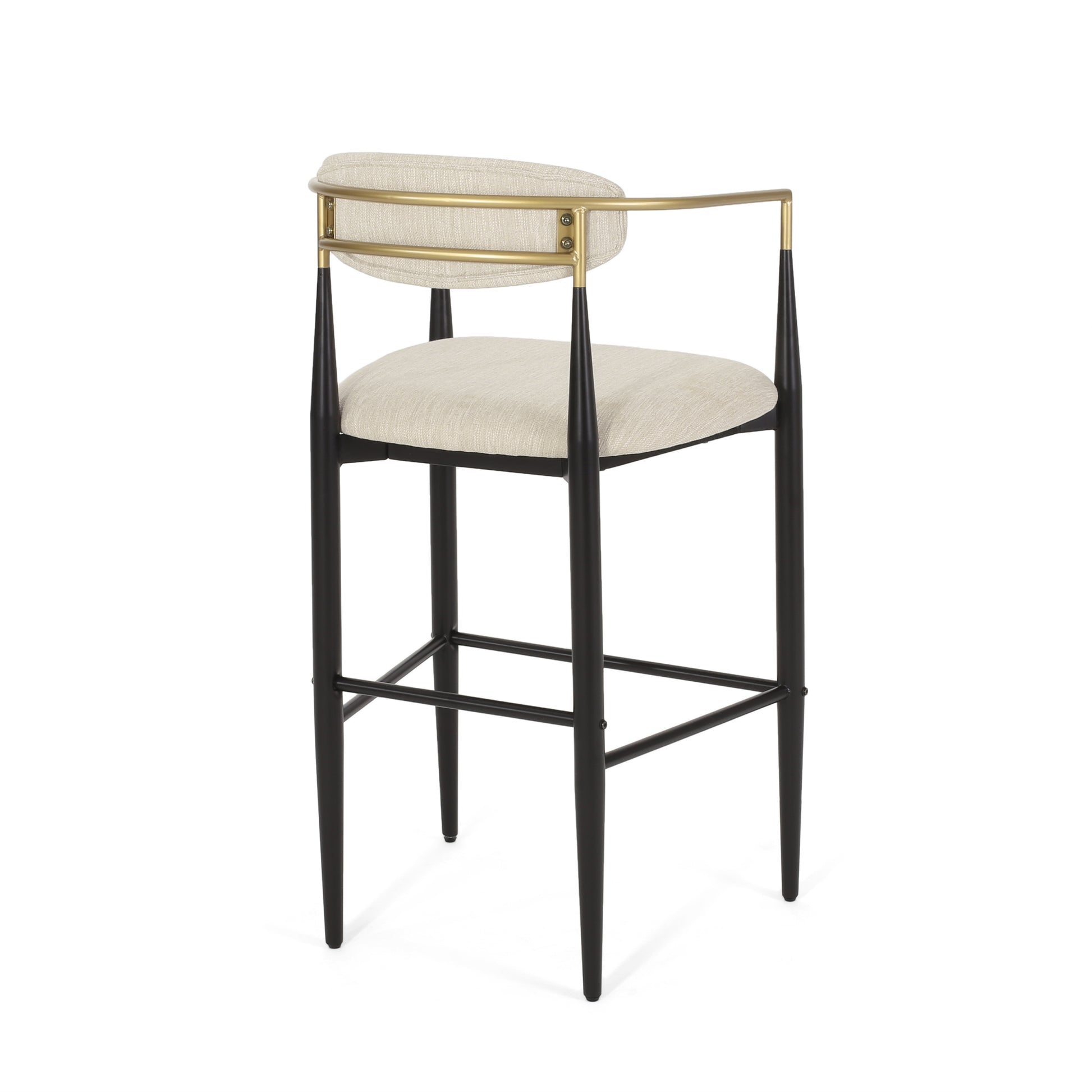 Barstool Set Of 2 Beige Brown Leather