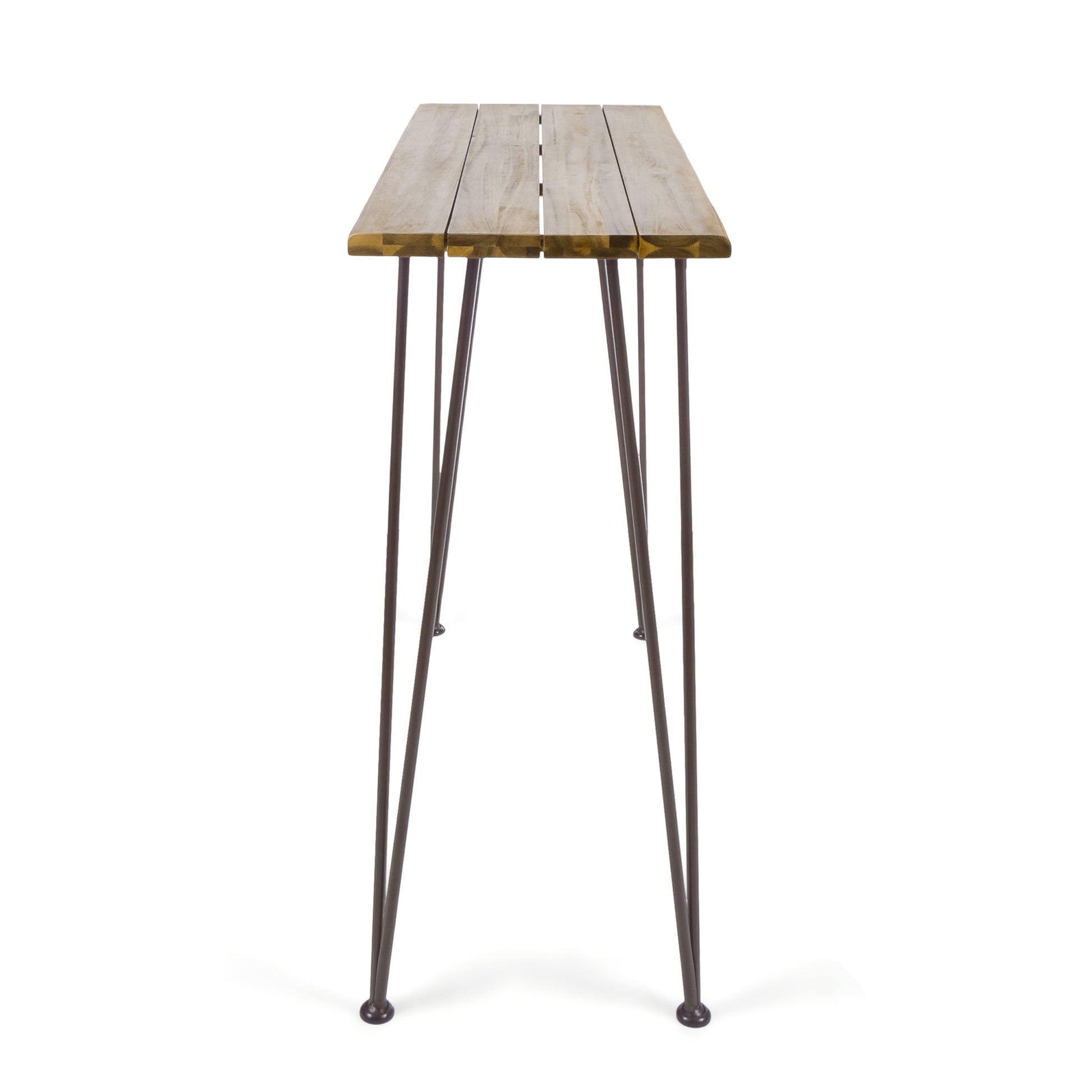 Denali Industrial Wood And Metal Bar Table Brown Acacia Wood