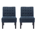 Accent Chair Set Of 2 Pcs Navy Blue Fabric