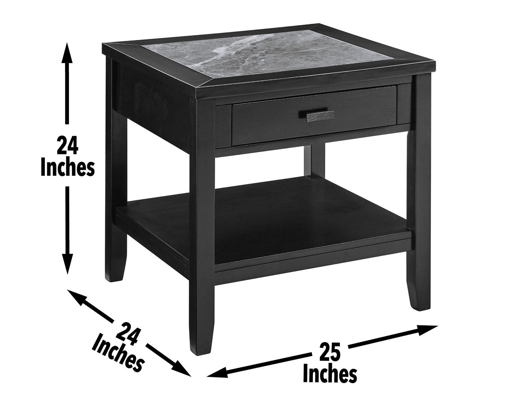 Garvine Sintered Stone End Table Black Black Wood