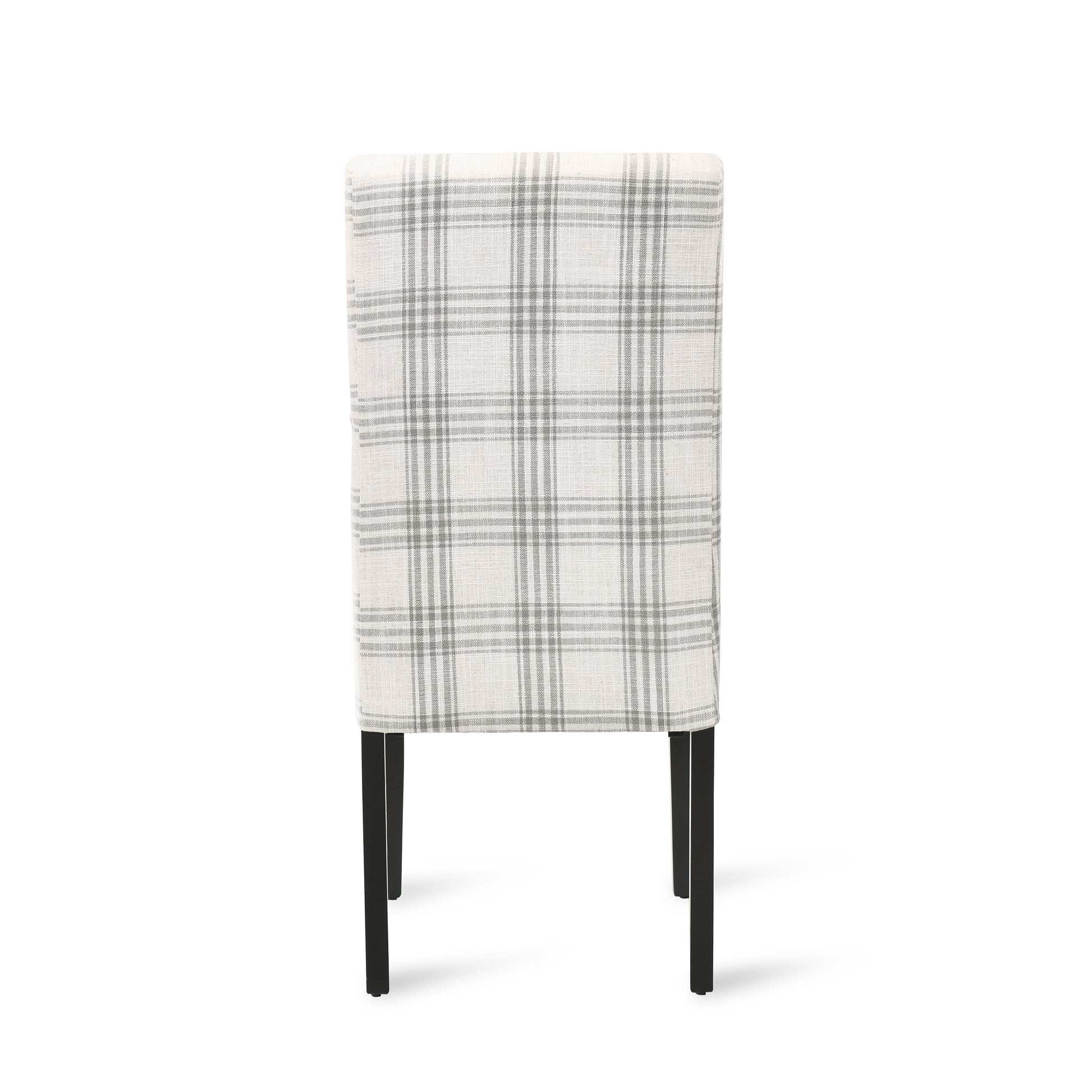 Dining Chair Grey Plaid Fabric