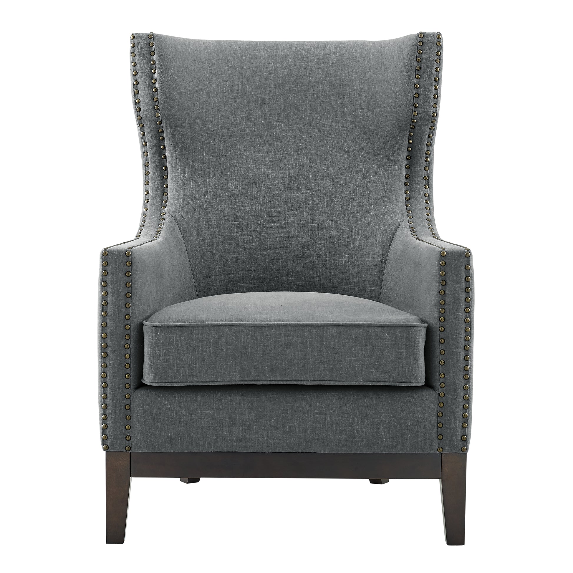 Roswell Linen Wingback Chair Dark Gray Dark Gray Faux Leather