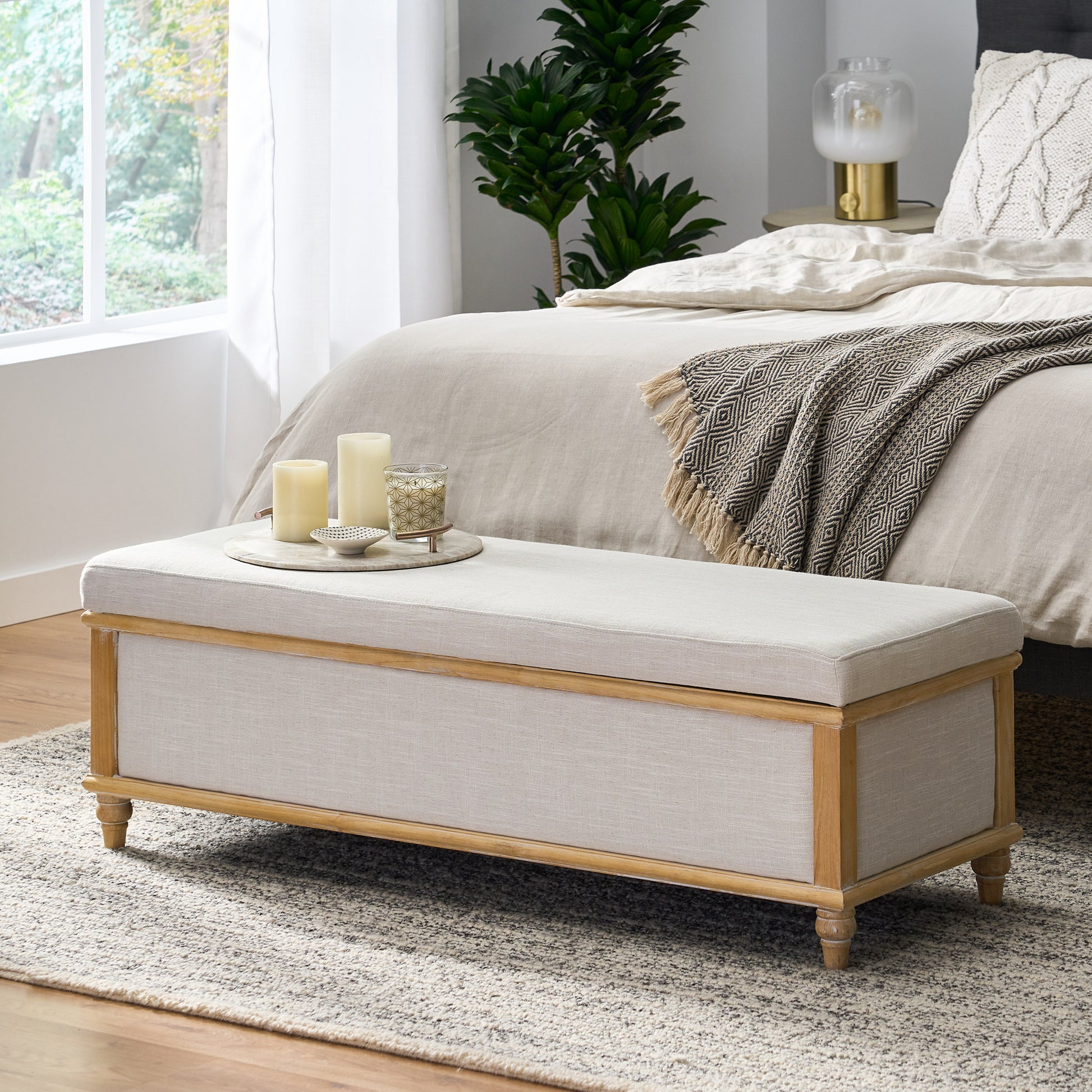 Osgood Storage Ottoman White Fabric