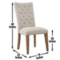 Riverdale Side Chair Set Of 2 Oatmeal Dark Brown Fabric