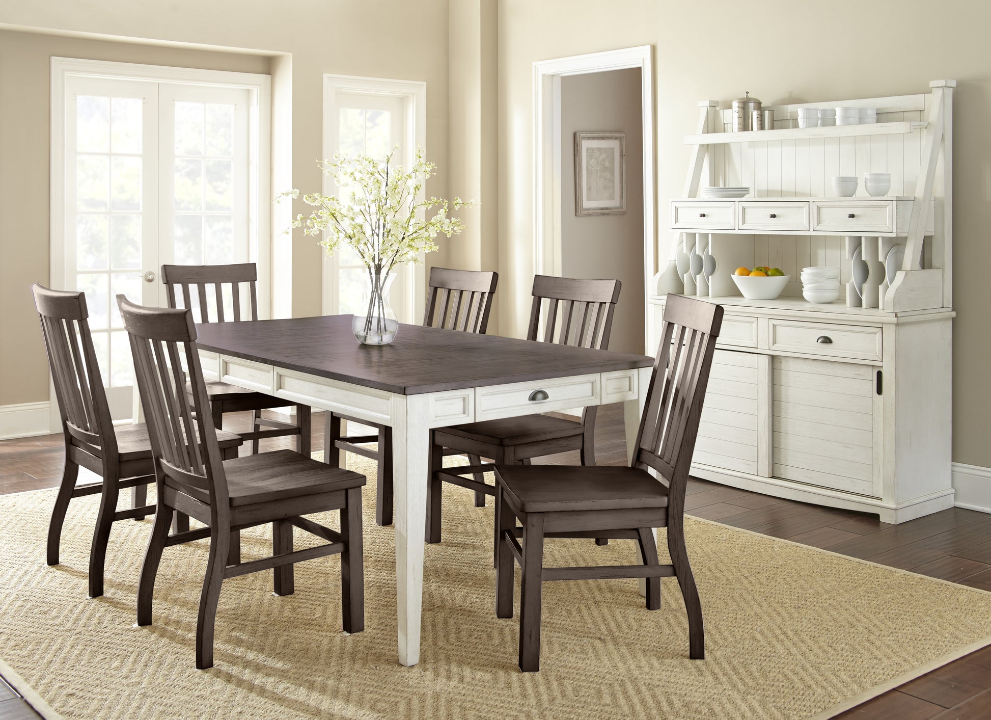 Cayla Table Dark Oak & White White Wood